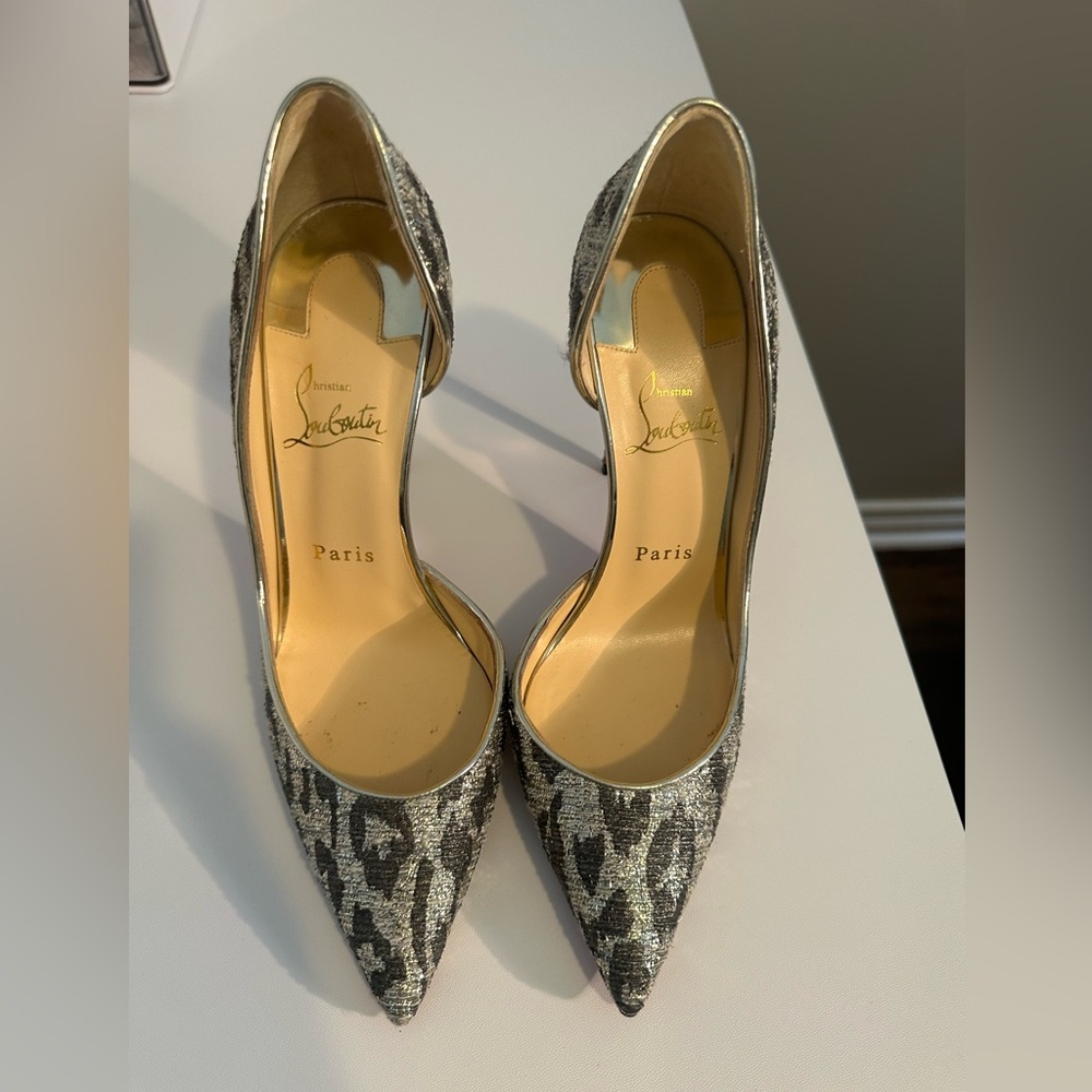 CHRISTIAN LOUBOUTIN | Iriza Lurex Gigi Specchio Black Silver Leopard Glitter
